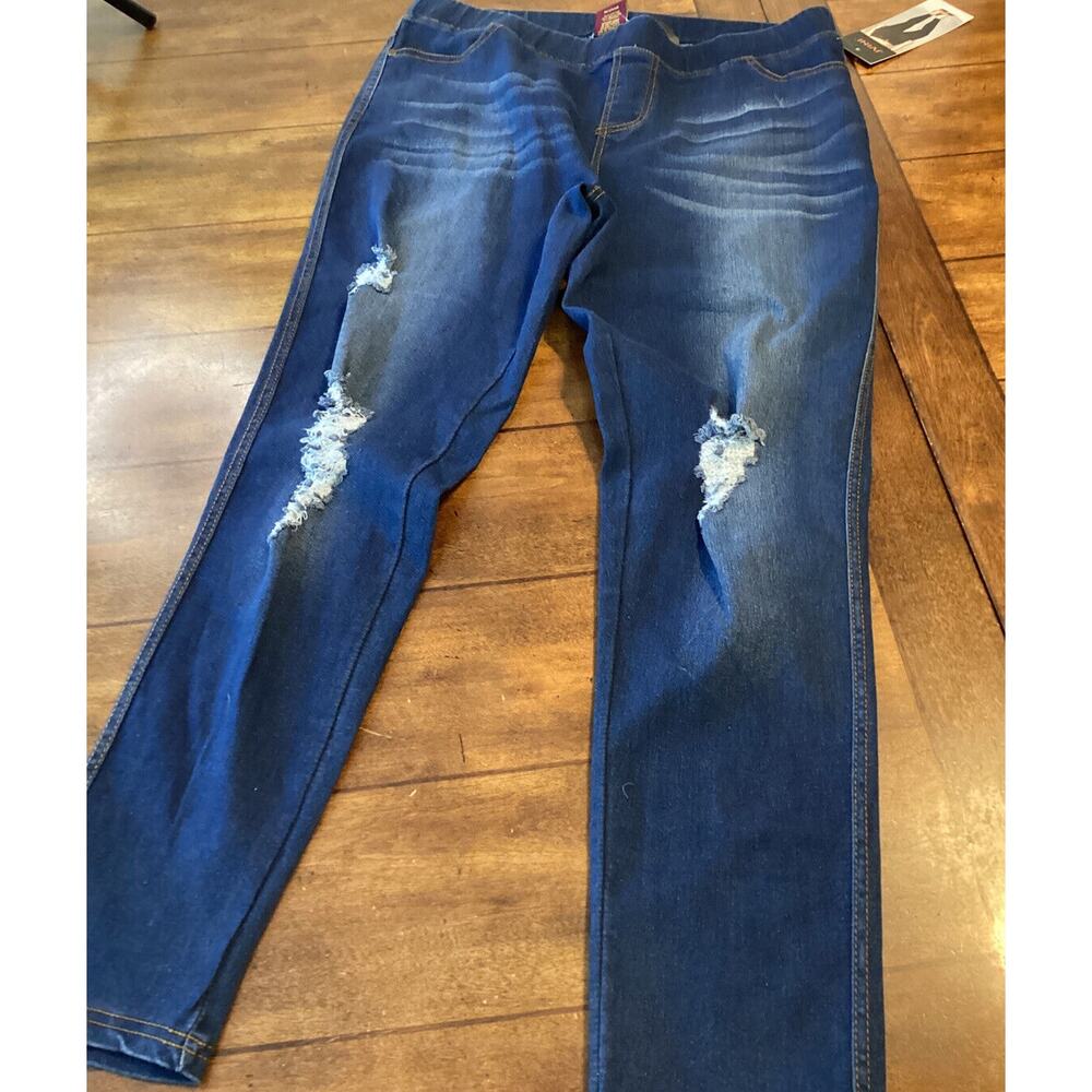 Jivin Jeans Women 2XL Skinny Fit Jegging Elastic Waist Pull On Distressed NWT